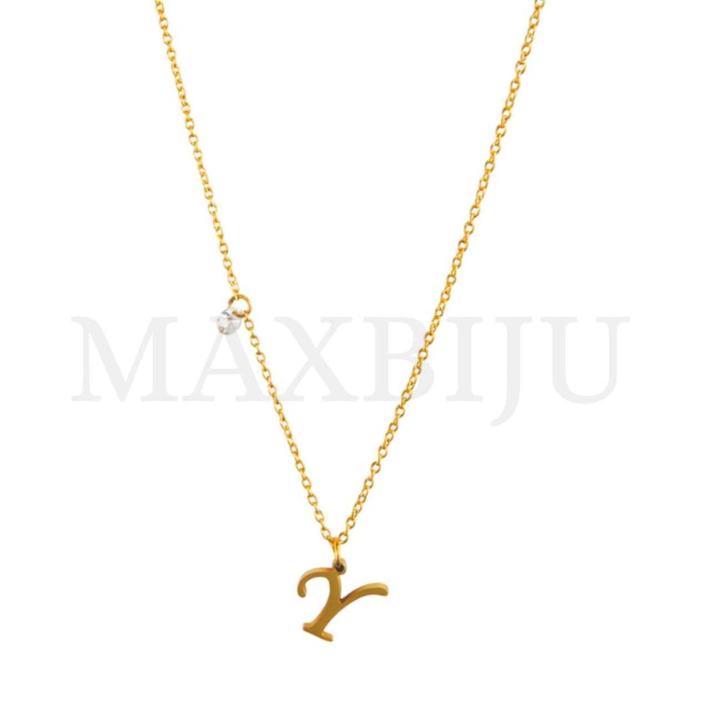 Stainless Steel necklace Letter Pendant  "Y" 10x11mm
(40cm)