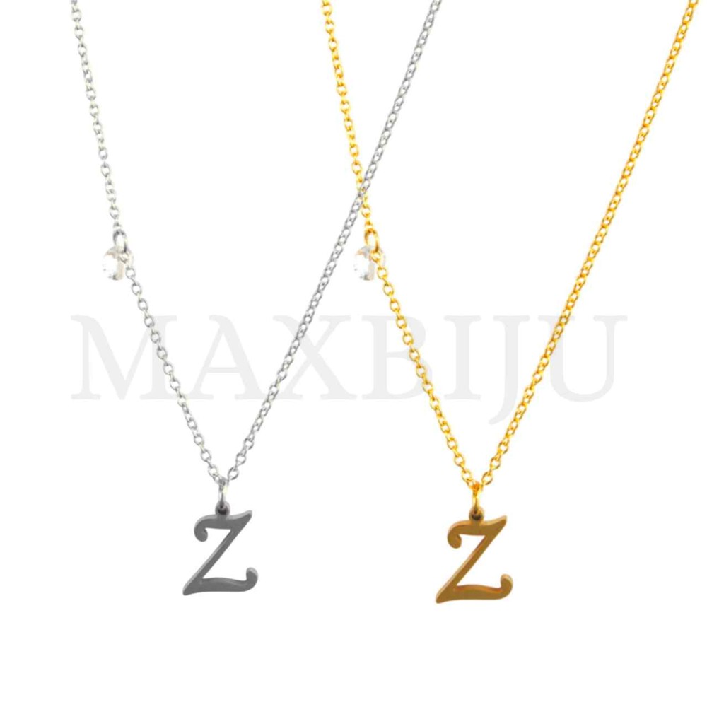 Stainless Steel necklace Letter Pendant  "Z" 9x11mm
(40cm)