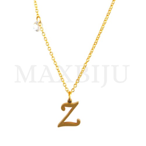 Stainless Steel necklace Letter Pendant  "Z" 9x11mm
(40cm)