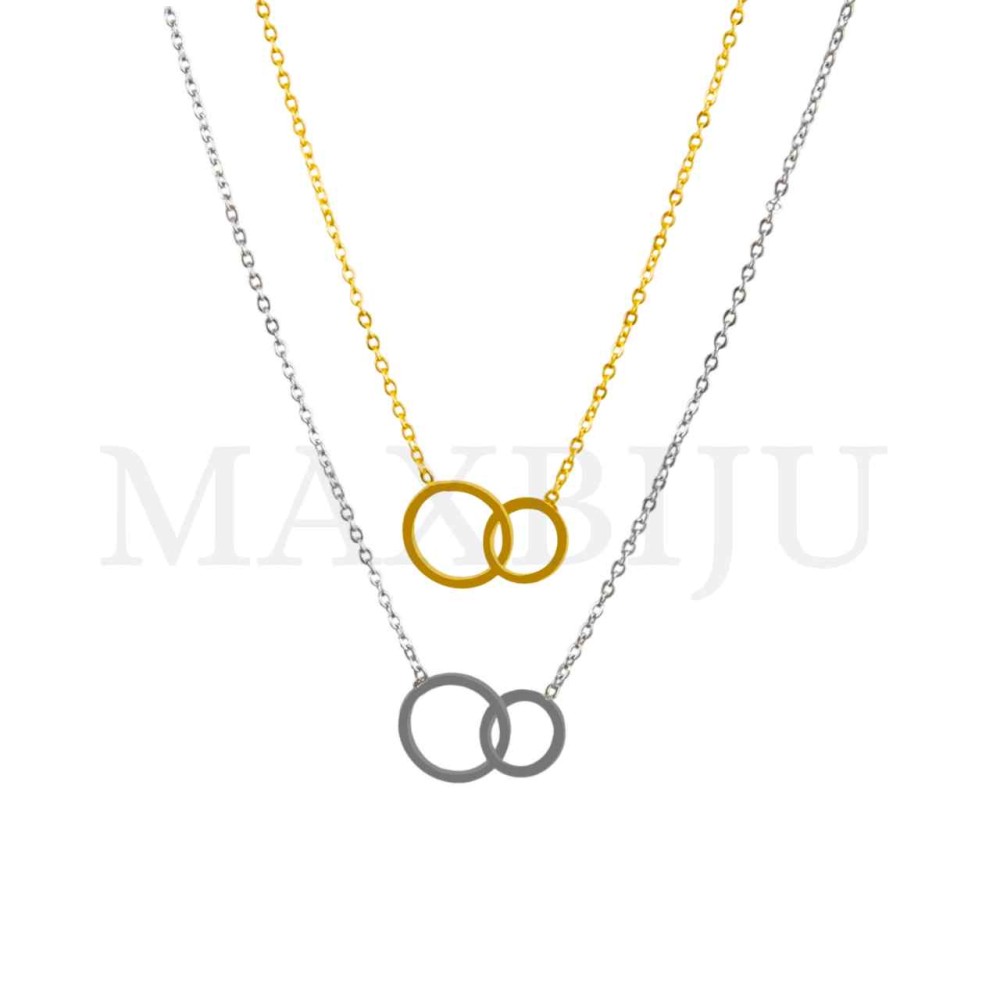 Stainless Steel necklace Double Circle Pendant 21x11mm
(40cm)
