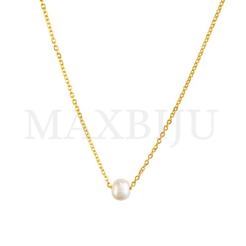 Stainless Steel necklace Pearl Pendant 8x8mm
(40cm)