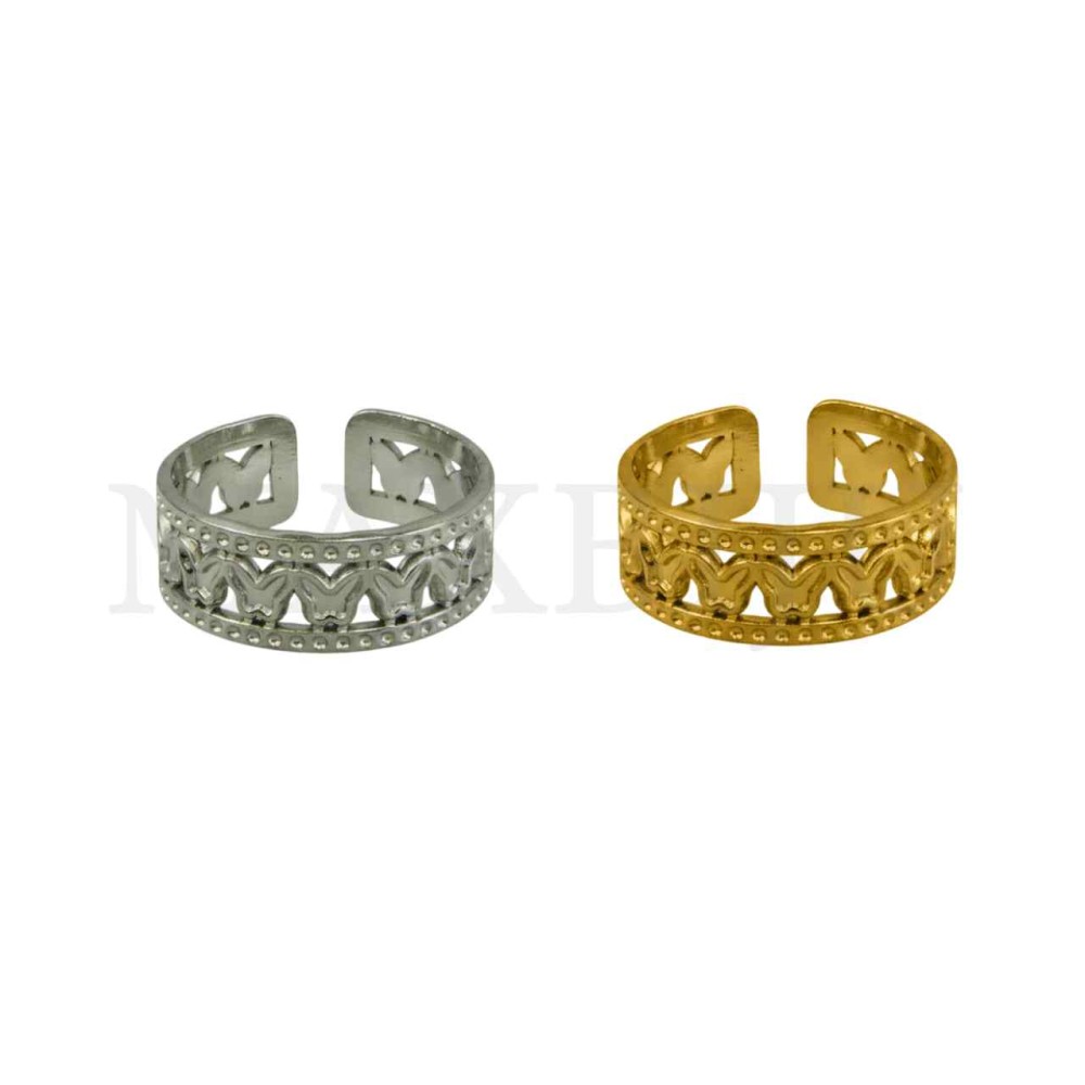 Stainless Steel Adjustable Ring - Butterfly