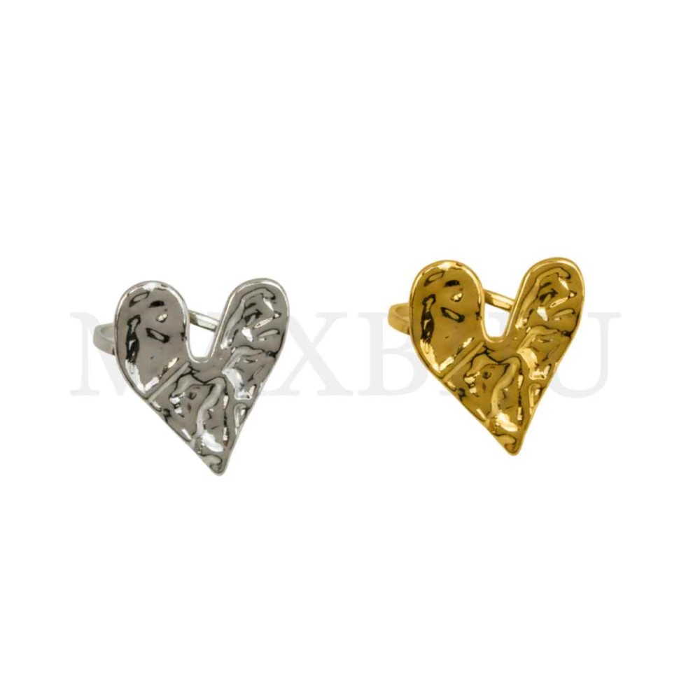 Stainless Steel Adjustable Ring - Heart