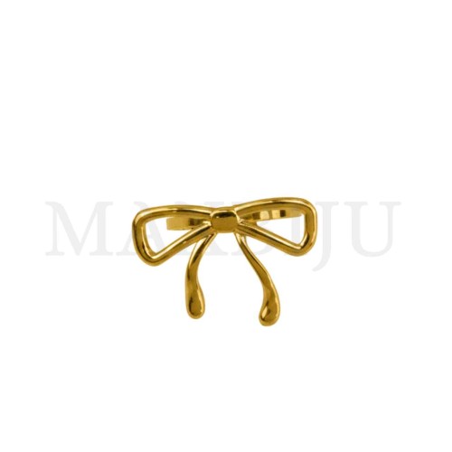 Stainless Steel Adjustable Ring - Bow