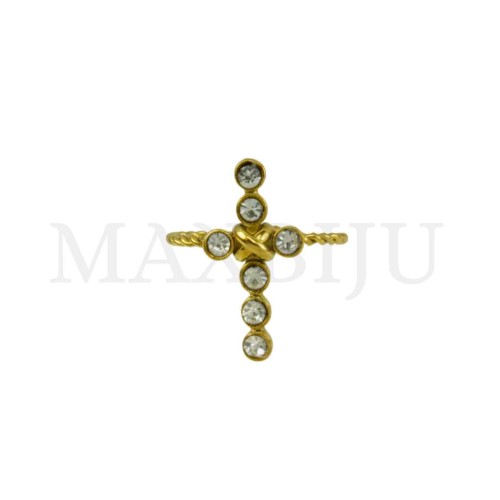 Stainless Steel Adjustable Ring - Cross