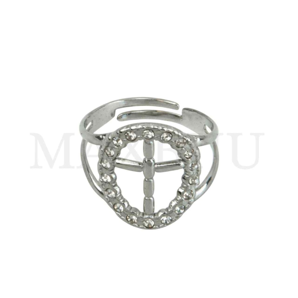 Stainless Steel Adjustable Ring - Cross