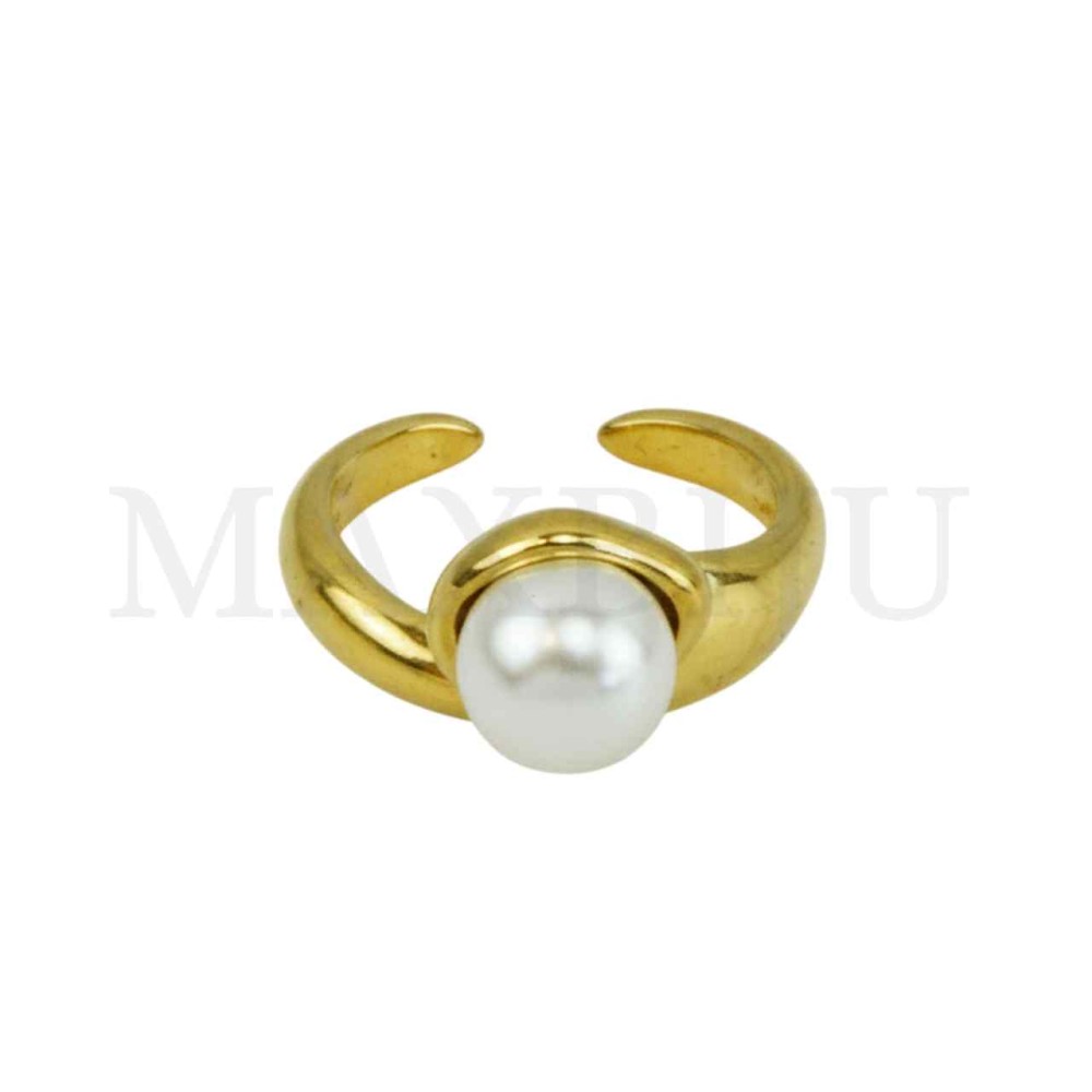 Stainless Steel Adjustable Ring - Pearl
