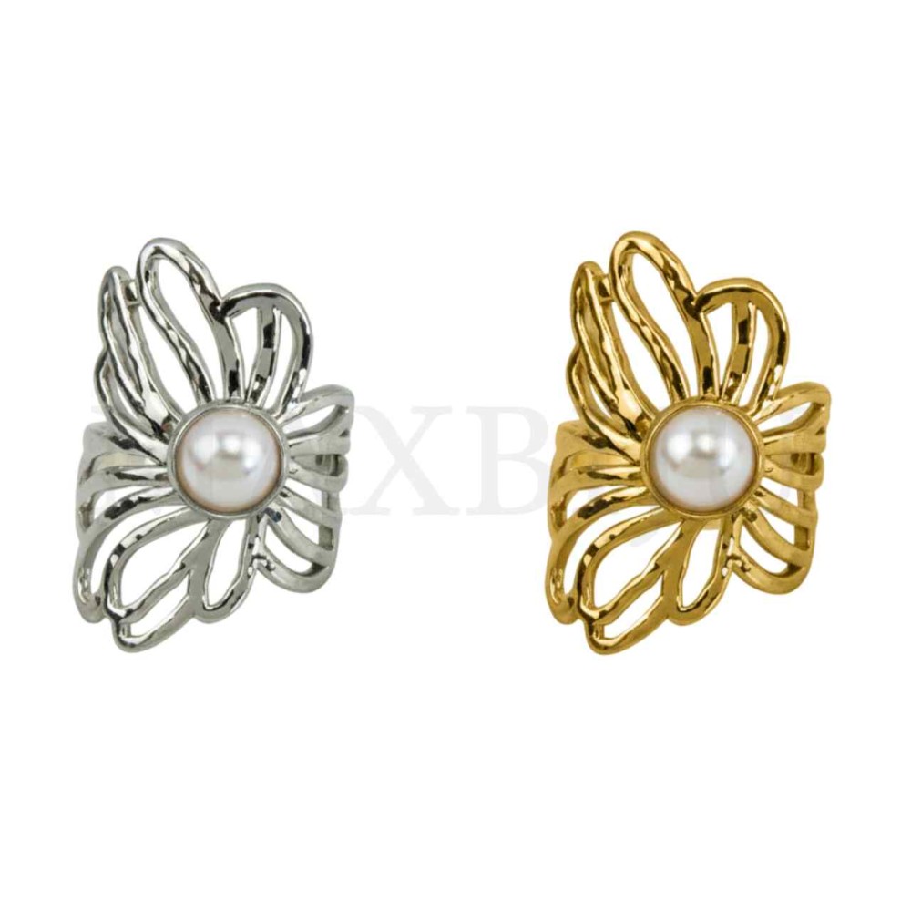 Stainless Steel Adjustable Ring - Flower
