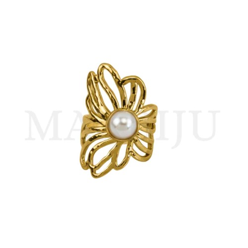 Stainless Steel Adjustable Ring - Flower