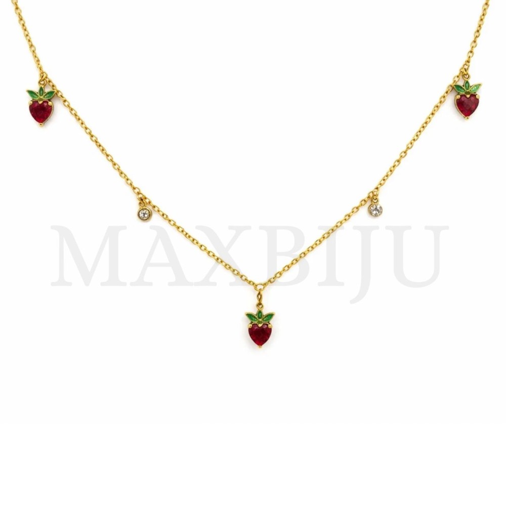 Stainless Steel Necklace 45cm - Strawberry.