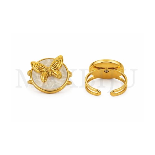 Stainles Steel Adjustable Ring with Swivel Pendant-18mm