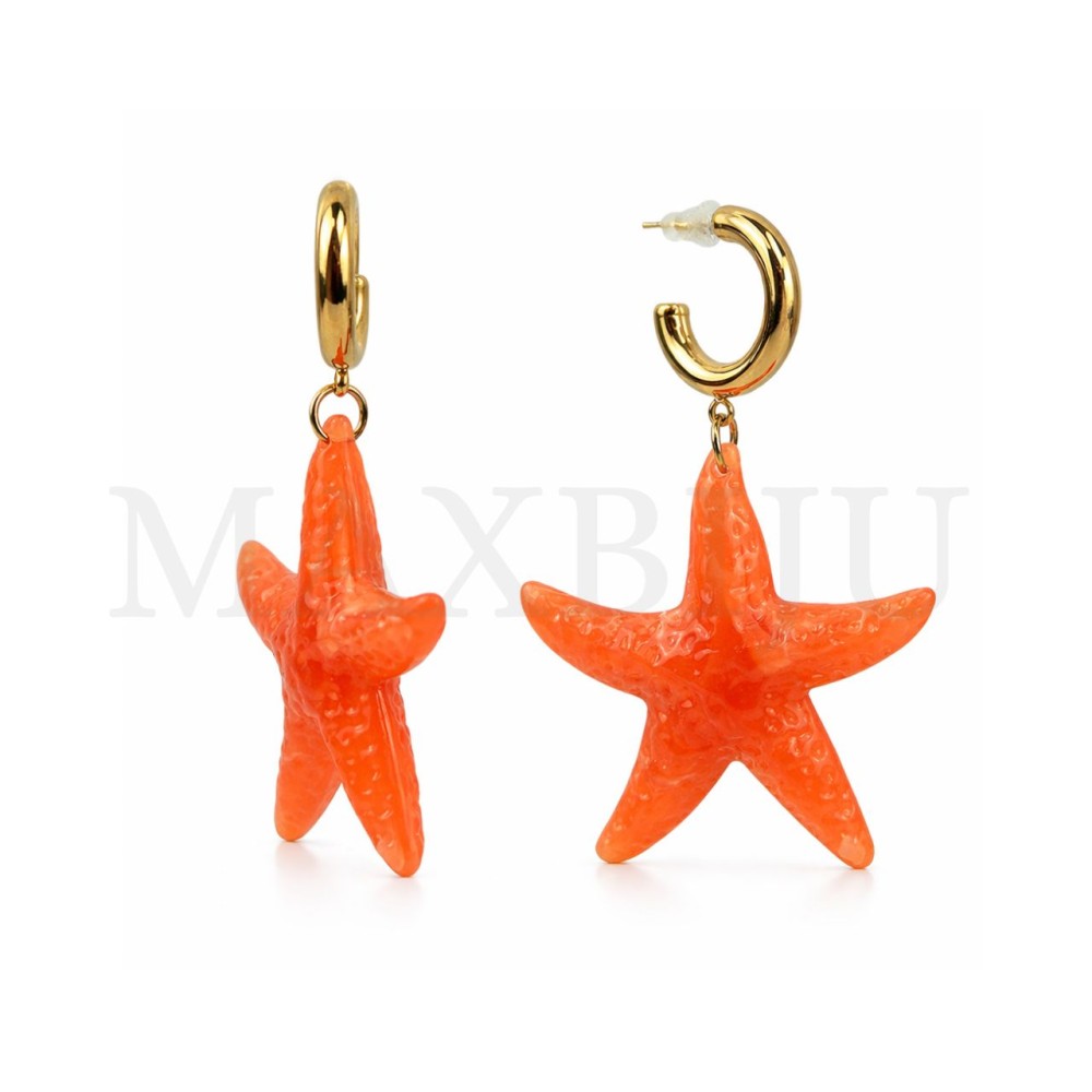 Stainless Steel and Resin Earrings -  Starfish