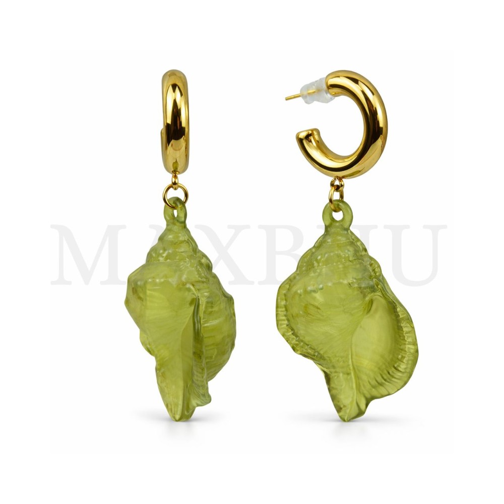 Stainless Steel and Resin Earrings -  Shell