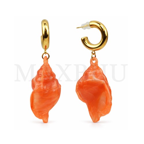 Stainless Steel and Resin Earrings -  Shell
