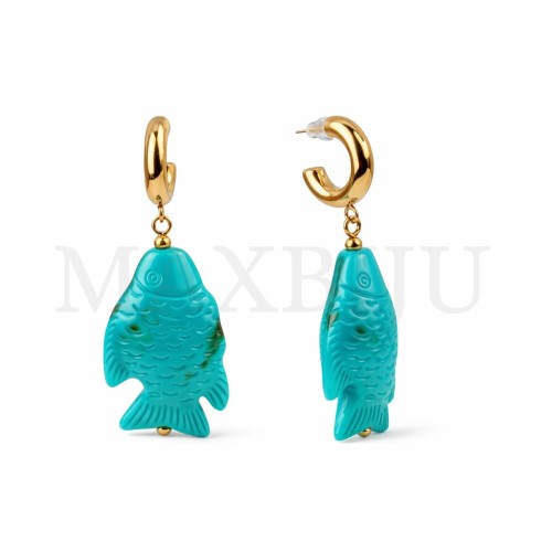 Stainless Steel and Resin Earrings - Fish