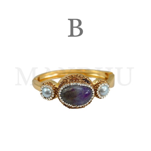 Metal Bracelet With Natural Stone