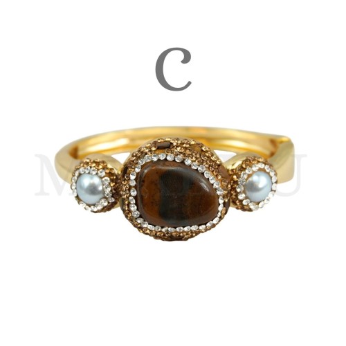 Metal Bracelet With Natural Stone