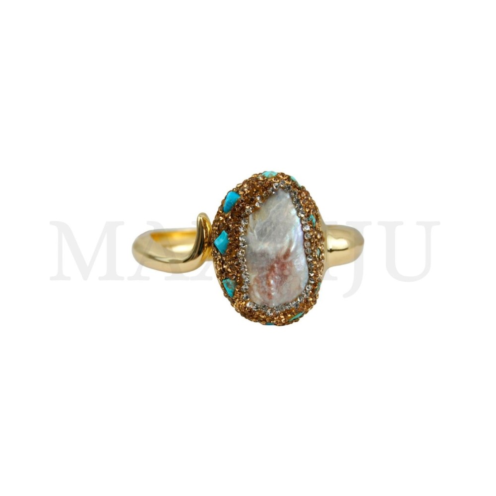 Metal Bracelet With Natural Stone