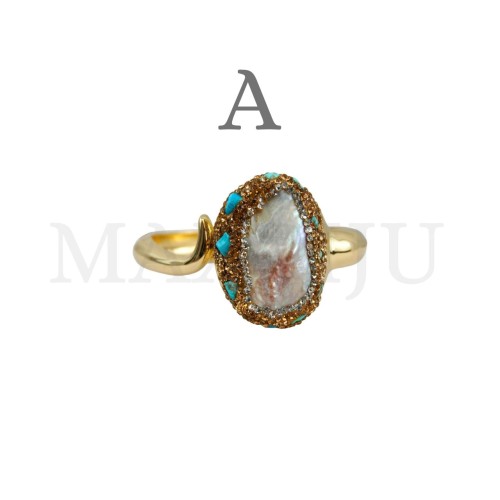 Metal Bracelet With Natural Stone