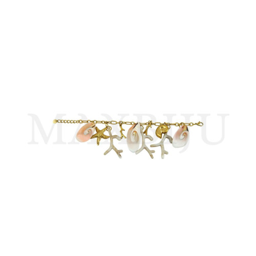 Stainless Steel Bracelet With Resin Pendants - 20cm