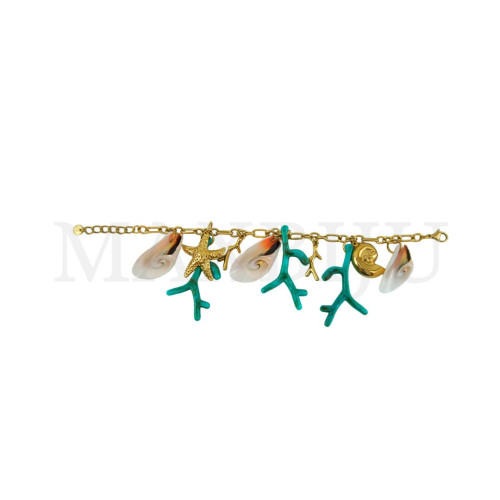 Stainless Steel Bracelet With Resin Pendants - 20cm