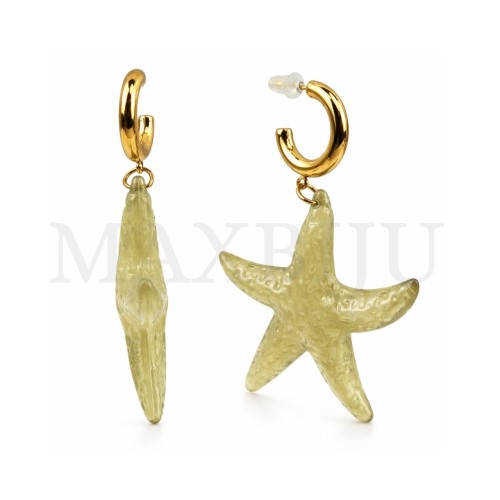 Stainless Steel and Resin Earrings -  Starfish