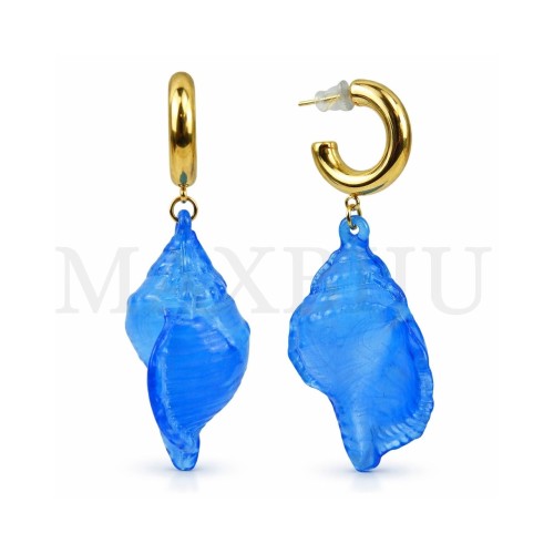 Stainless Steel and Resin Earrings -  Shell