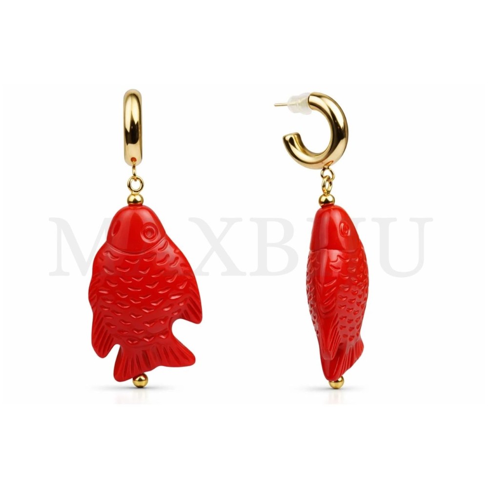 Stainless Steel and Resin Earrings - Fish