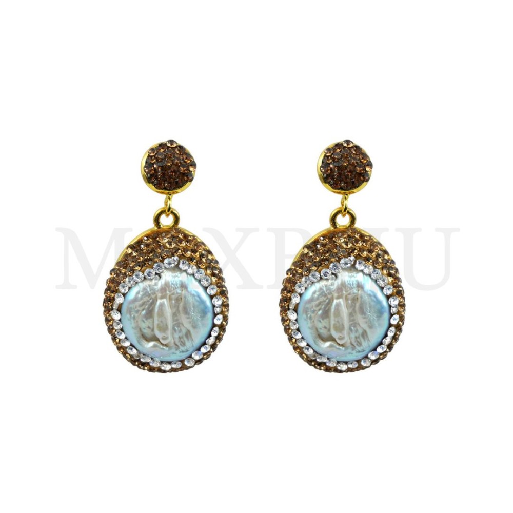 Metal Earring With Natural Stone