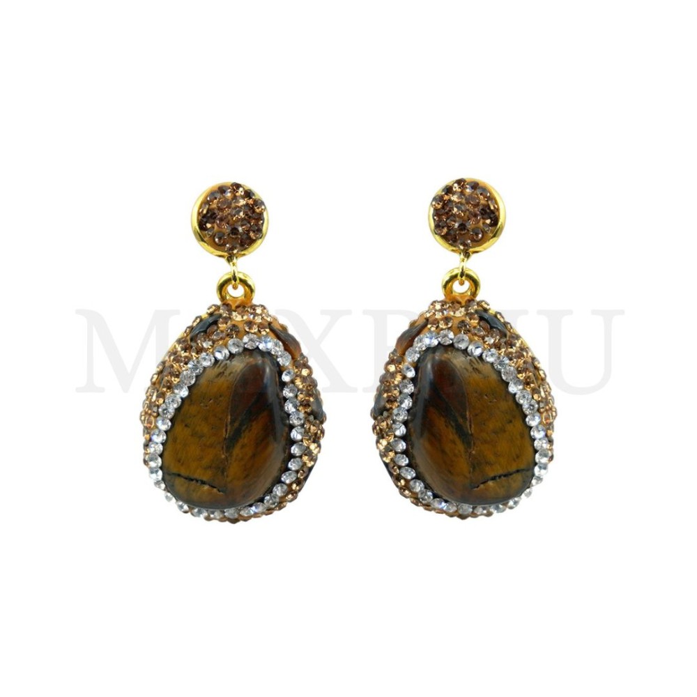 Metal Earring With Natural Stone