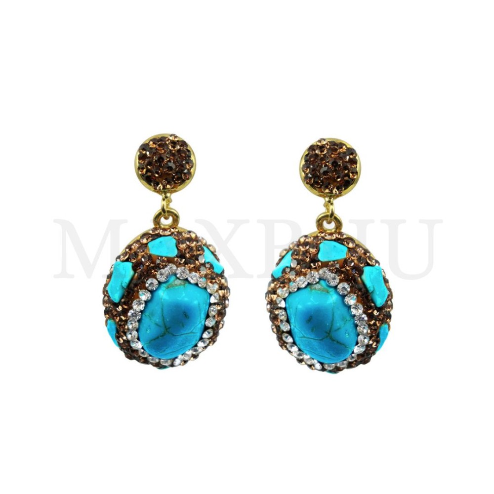 Metal Earring With Natural Stone