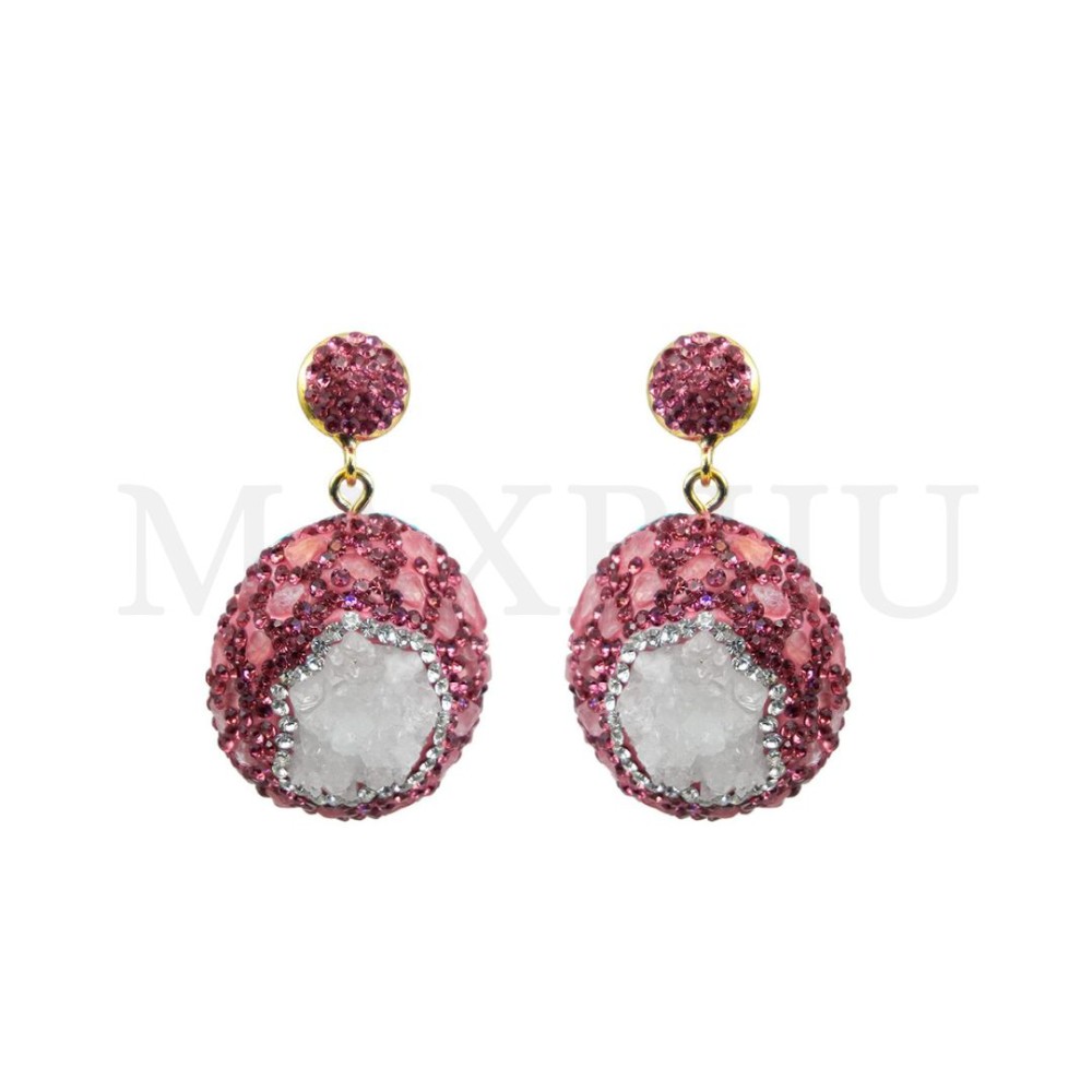 Metal Earring With Natural Stone