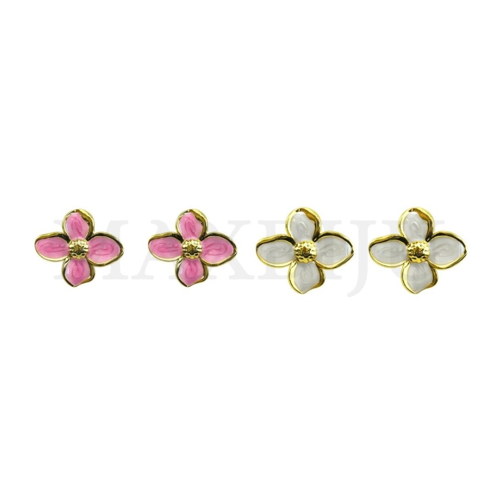 Stainless Steel and Resin Earring  - Flower