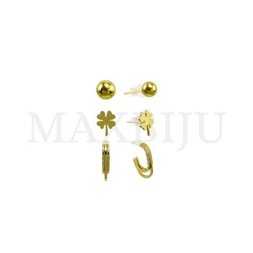 Set of Three Stainless Steel Earrings