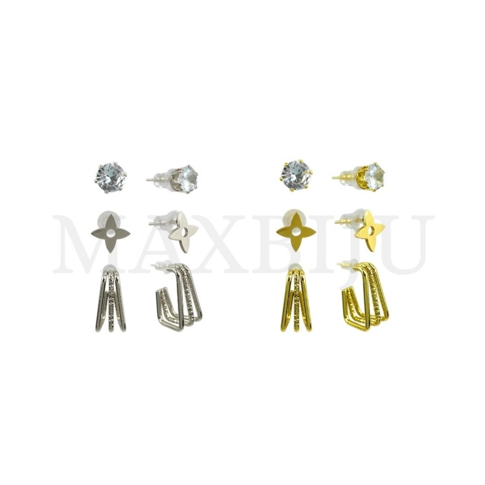 Set of Three Stainless Steel Earrings