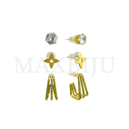 Set of Three Stainless Steel Earrings
