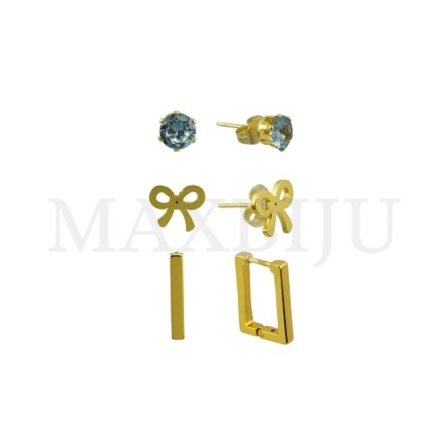 Set of Three Stainless Steel Earrings