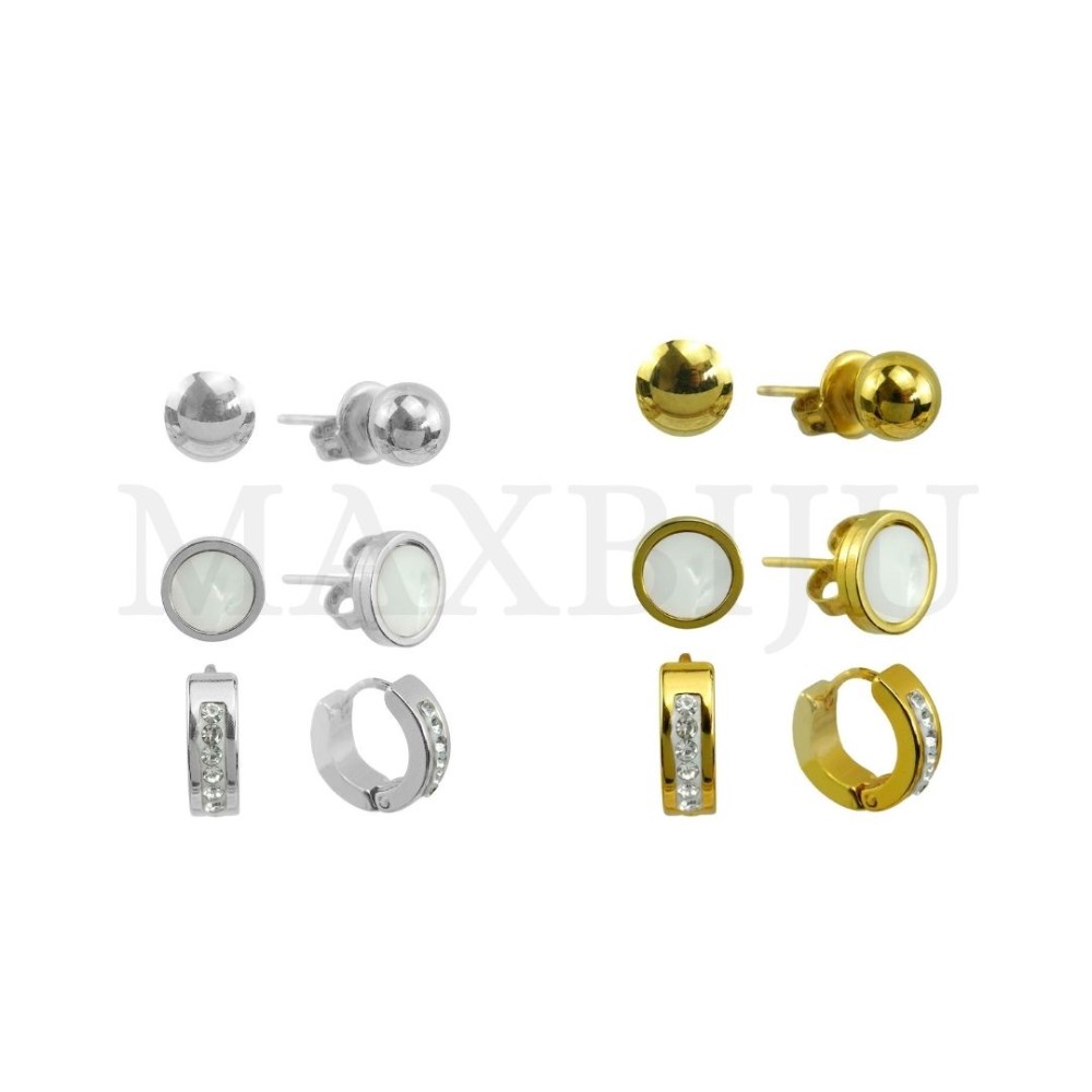 Set of Three Stainless Steel Earrings