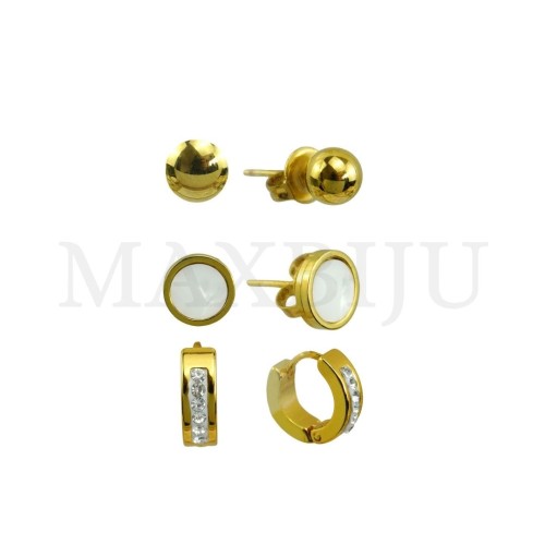 Set of Three Stainless Steel Earrings