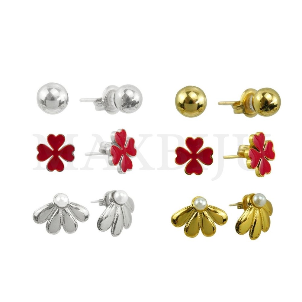 Set of Three Stainless Steel Earrings