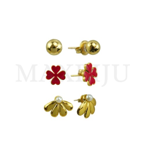 Set of Three Stainless Steel Earrings