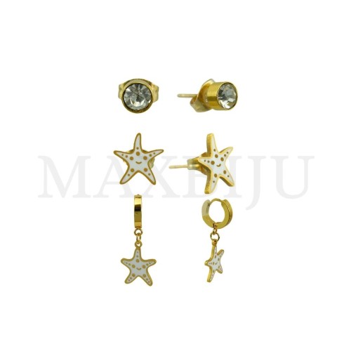 Set of Three Stainless Steel Earrings