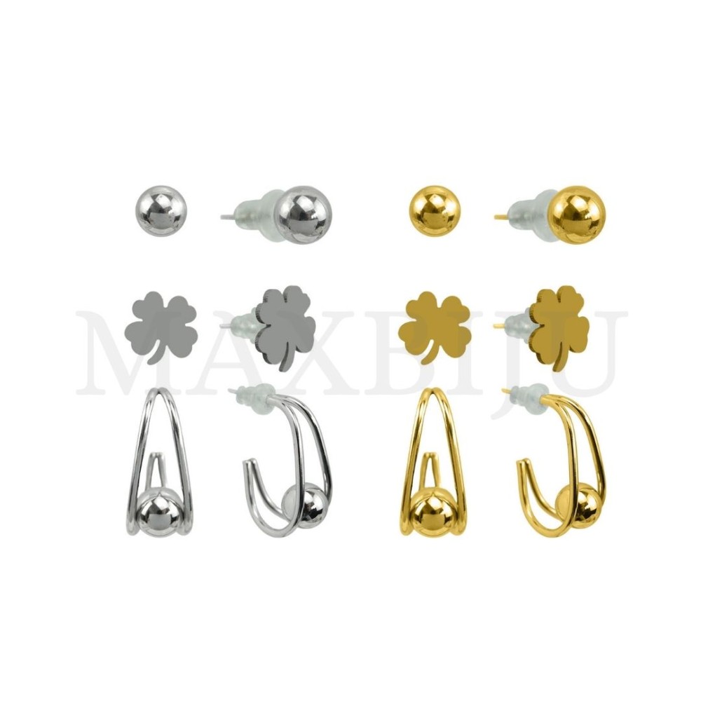 Set of Three Stainless Steel Earrings