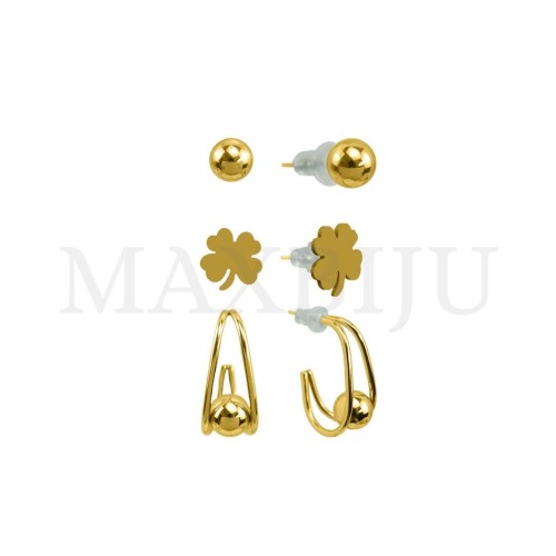 Set of Three Stainless Steel Earrings