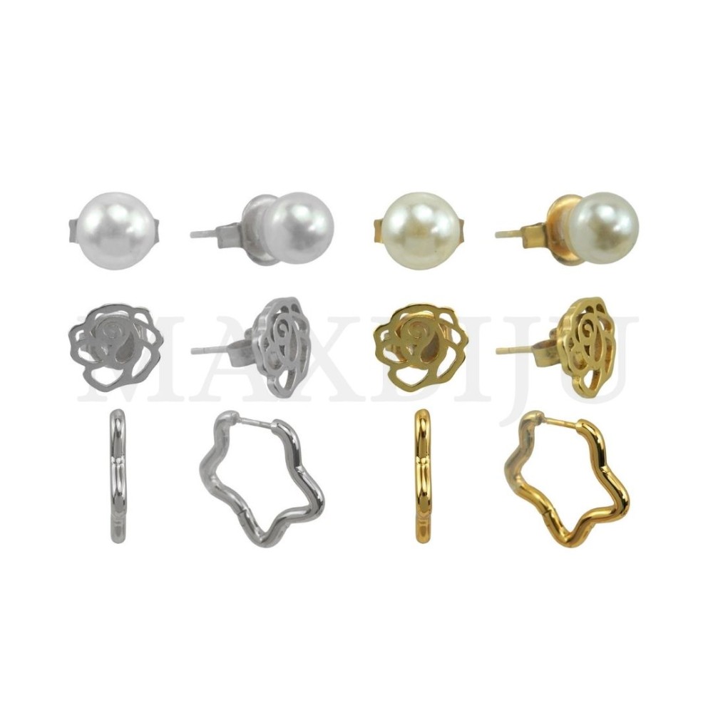 Set of Three Stainless Steel Earrings