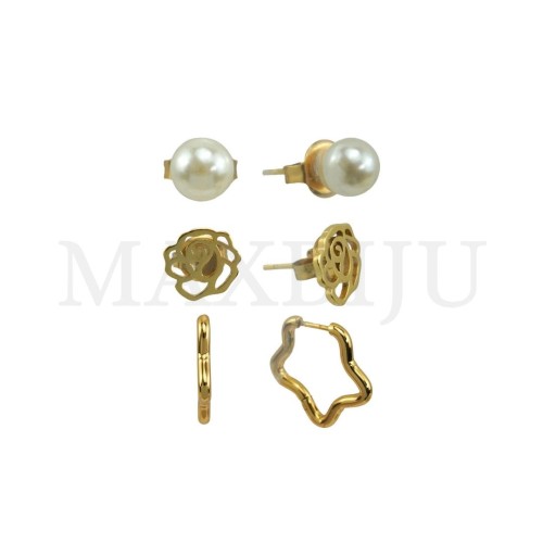Set of Three Stainless Steel Earrings