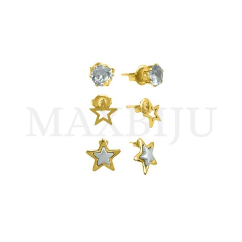 Set of Three Stainless Steel Earrings