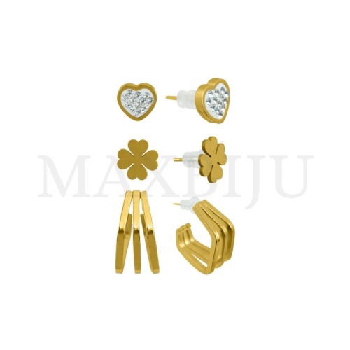 Set of Three Stainless Steel Earrings