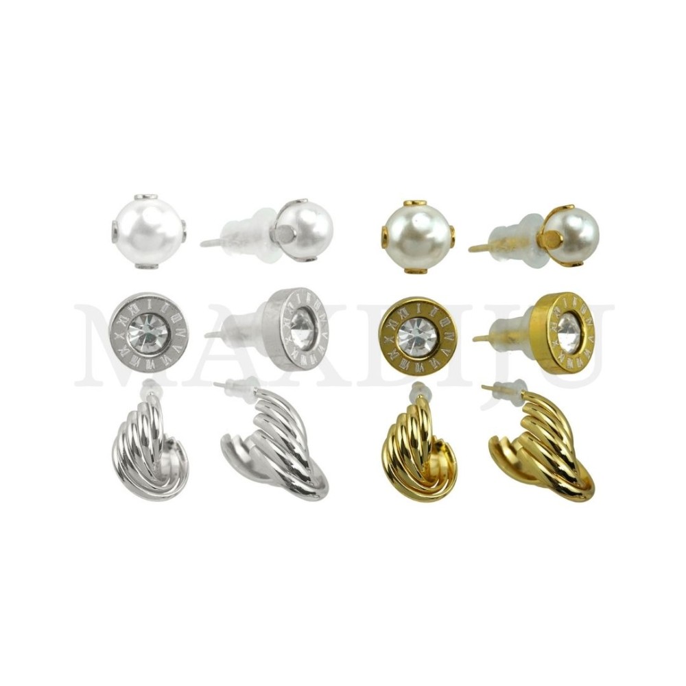 Set of Three Stainless Steel Earrings