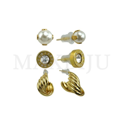 Set of Three Stainless Steel Earrings
